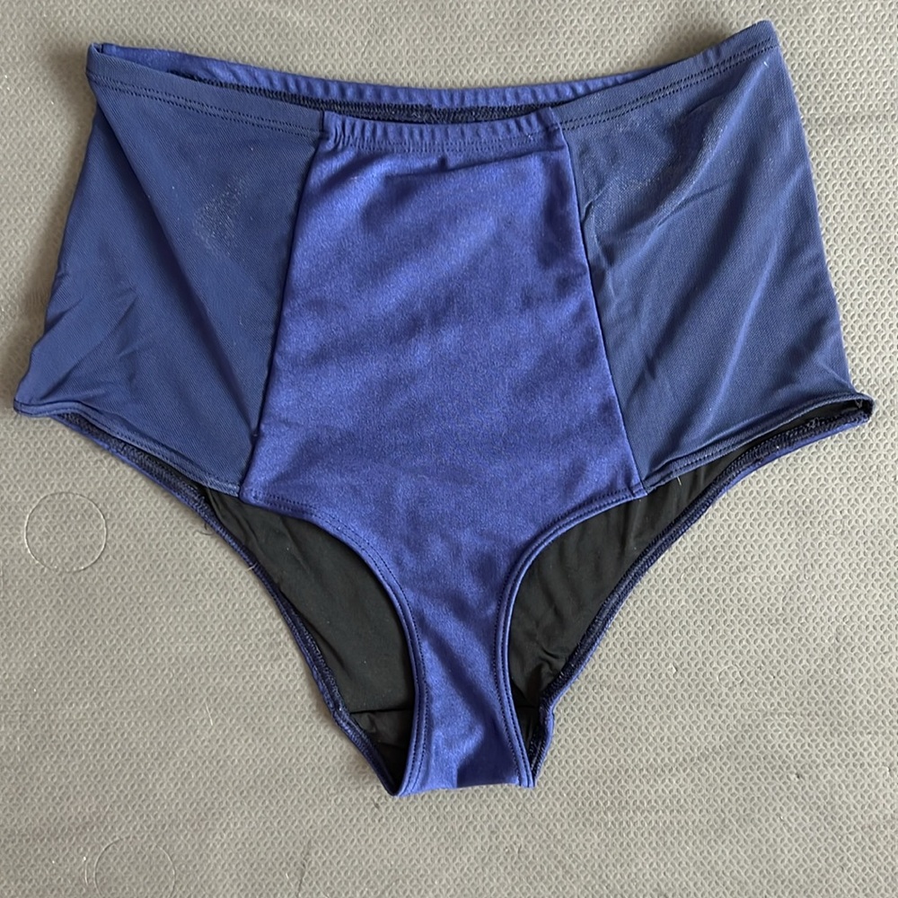 American Apparel High Rise Mesh Bikini Bottoms in Navy blue